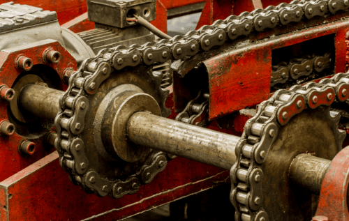 Industrial roller bearings in a machine